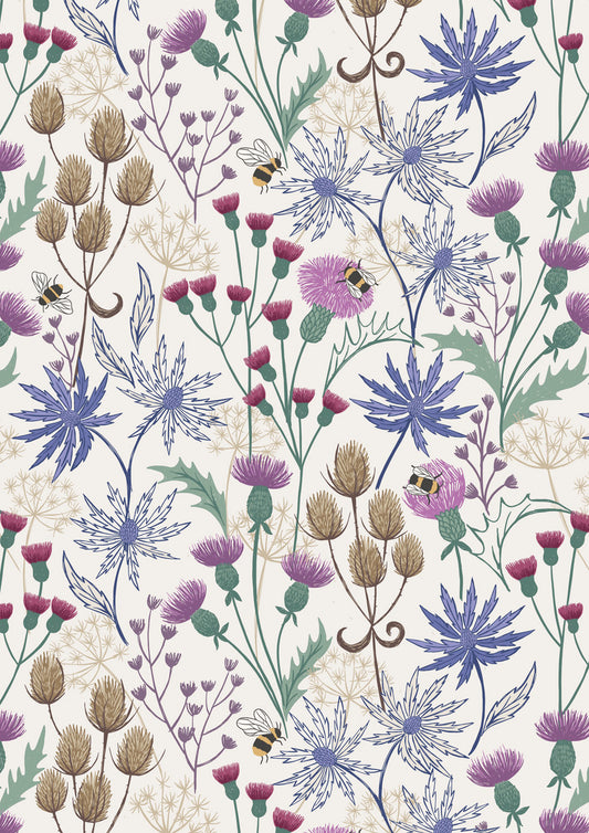 Celtic floral on cream - A991A $24.96/m