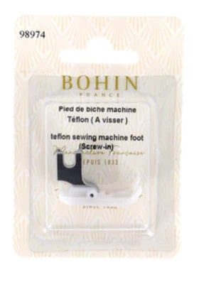 Bohin Teflon Non-Stick Low Shank Sewing Machine Presser Foot, Screw-In