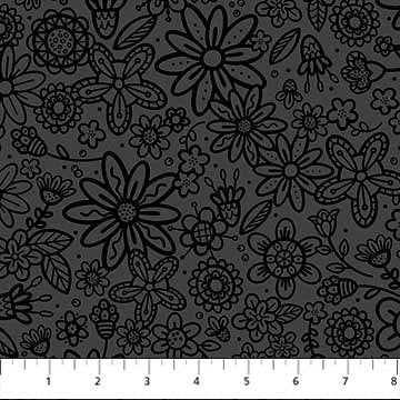Basically Black + White Groovy Garden Black 10221-99 $18.96/m