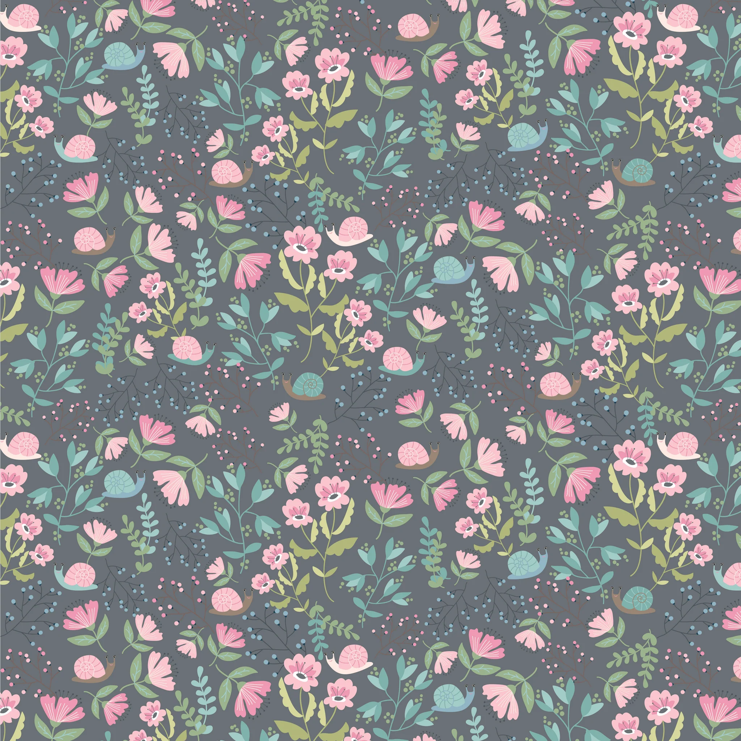 Le Petit Escargot by Poppy Cotton-Hiding Out Grey$24.96/m
