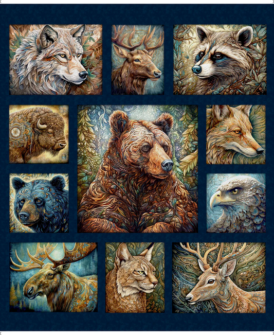 Enchanted Forest Panel 30464-N Navy Animal Panel $22.95