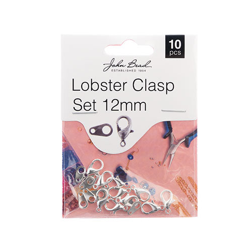 Lobster Clasp set 12 mm silver 10pc