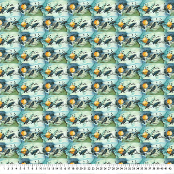 Raven’s Call - Teal Multi- Border Stripe $21.96/m