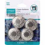 UNIQUE SEWING Jean Buttons No Sewing - Silver - 4 pcs. - 25mm (1″)