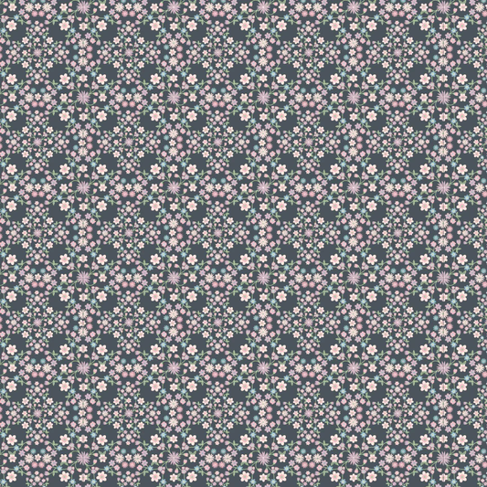 Le Petit Escargot by Poppy Cotton-Blooms & Vines Grey $24.96/m