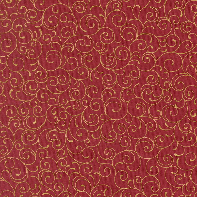 Merry Manor Metallic 2025 By Moda – Crimson $27.96/m