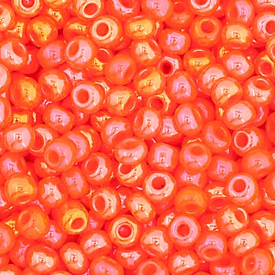 Czech Seed Bead 11/0 - Opaque Orange Rainbow Luster