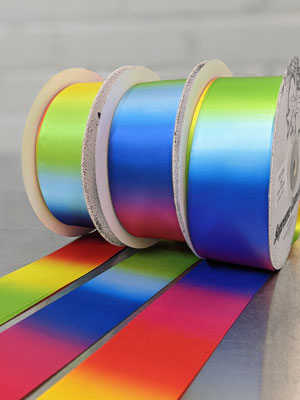PRINTED SATIN RIBBON Rainbow 22MM 25M  POLYESTER $ 1.60/m