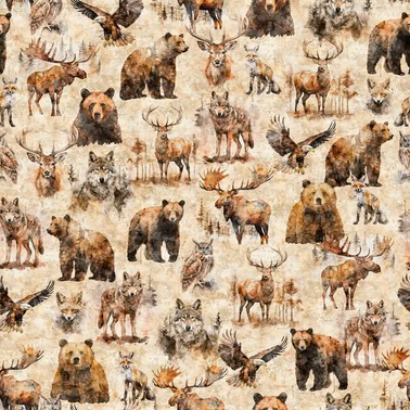 Mountain Splendor - Lodge Animal Tan $26.96/m