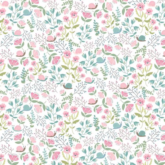 Le Petit Escargot by Poppy Cotton-Hiding Out White $24.96/m