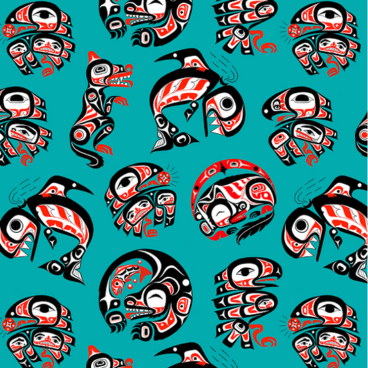 Eagles World-symbols of Pacific Northwest-Teal $26.96/m