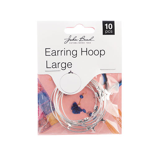 Earring Hoop Large (apx 38mm) Silver 10pcs