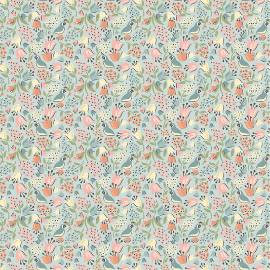 WILDWOOD DWELLING BY SHERI  MCCULLEY STUDIO FOR POPPIE COTTON   - LT TEAL $24.96/m