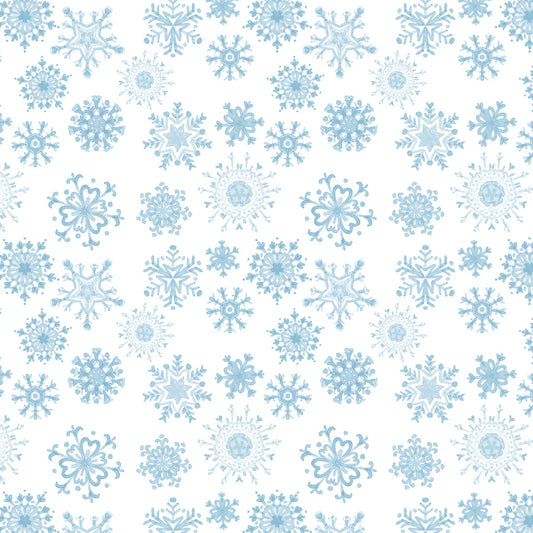 Penguin Party Collection-Frolicking Snowflakes-White-100% Cotton-49240406-01 $18.96/m