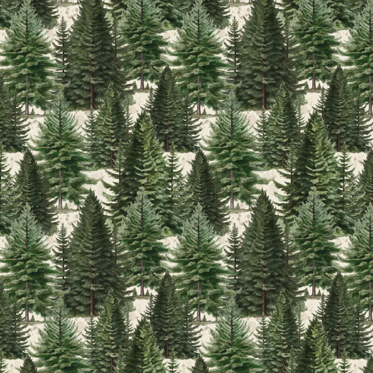 Merry Beary Collection-Frost-Kissed Firs-Cream-100% Cotton-21240405-01 $18.96/m