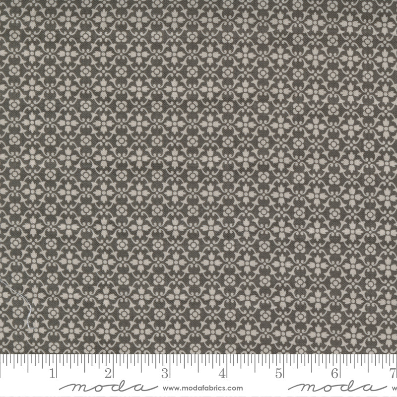 Pumpkins  Blossoms by Fig Tree and Co - Grey Floral on Charcoal $23.96/m