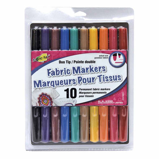 FABRIC FUN Fabric Marker 2-Tips primary colours - 10 pcs