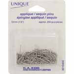 UNIQUE 1⁄2″ Sequin Pins Silver 250pcs - 12mm (1⁄2″)
