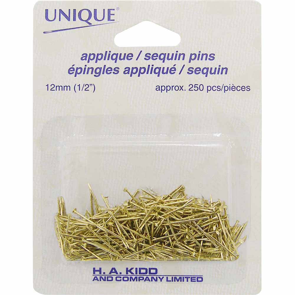 UNIQUE 1⁄2″ Sequin Pins Gold 250pcs - 12mm (1⁄2″)