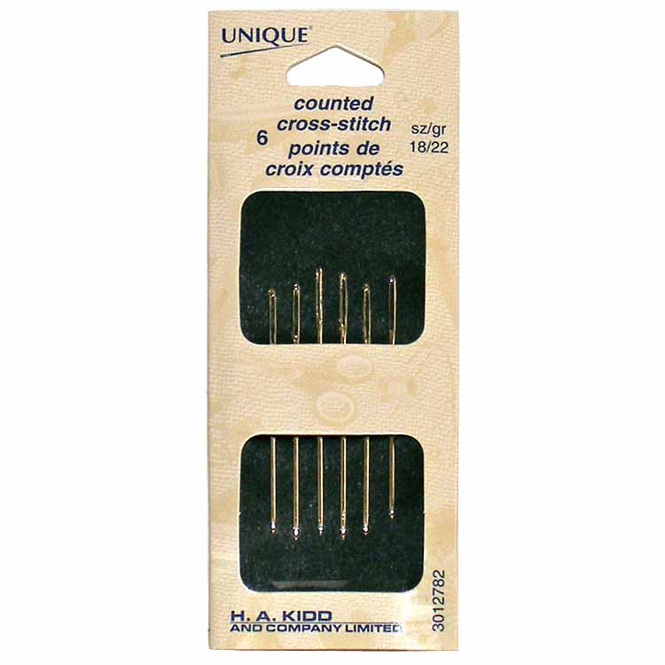 UNIQUE SEWING Counted Cross Needles - sizes 18/22 - 6pcs