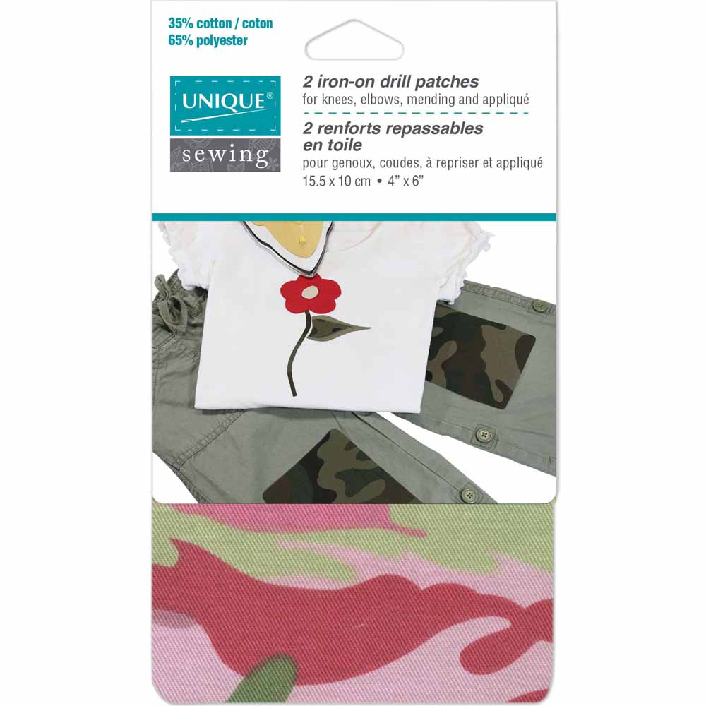 UNIQUE SEWING Drill Patches Camouflage Pink - 10 x 15cm (4″ x 6″) - 2pcs WT