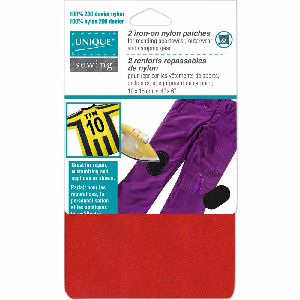 UNIQUE SEWING Nylon Patch Red - 10 x 15cm (4″ x 6″) - 2pcs WT