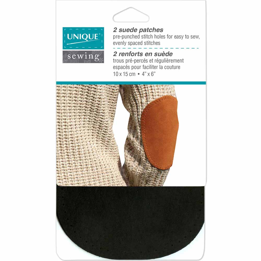 UNIQUE SEWING Suede Patch Black - 10 x 15cm (4″ x 6″) - 2pcs- WT