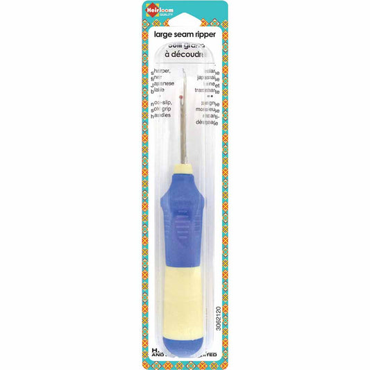 HEIRLOOM Large Seam Ripper - Extra Large Comfort Grip - Blue and Cream