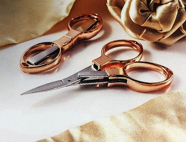 Rose Gold Folding Scissors, 10cm/3.9"
