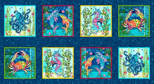 Ocean Block Panel #46 Blooming Ocean Panel - 5411-77 $ 14.99/panel – Rain Forest Fabrics