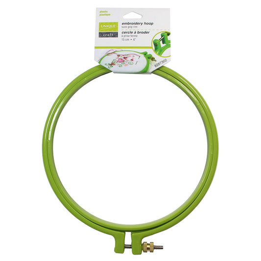 UNIQUE CRAFT Plastic Embroidery Hoop - 6″/15cm - Green