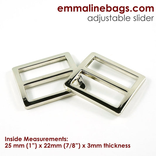 Flat Strap Sliders (2 Pk.) - 1" wide in Nickel