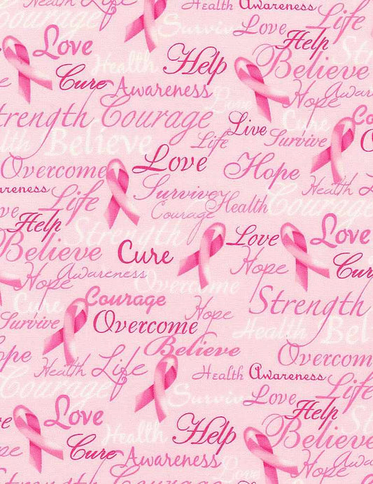 C7659 - Breast Cancer Words - Pink Ribbon $20.96/m