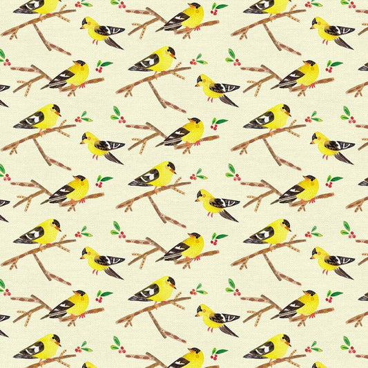 PSF120-22120- Mod Christmas Birds - Goldfinch $20.96/m