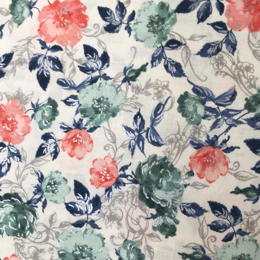 Summer Rose by Punch Studio for RJR Fabric - Papaya Metallic