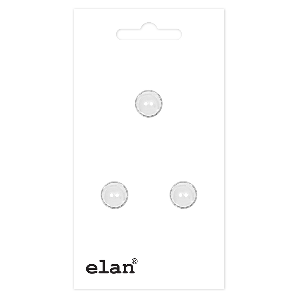 ELAN 2 Hole Button - 15mm (5⁄8″) - 3 count- clear