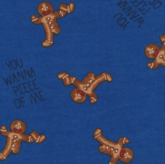 Flannel 2577- blue with ginger bread men