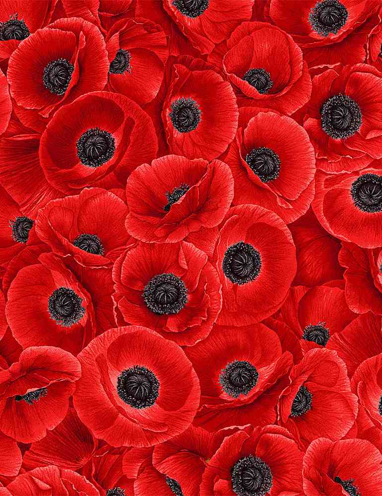 Packed red poppies fluer- C8474 red $21.96/m