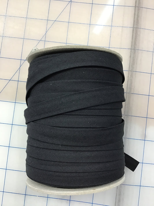 003 Black DOUBLE-FOLD BIAS TAPE 13MM (1/2") Poly Cotton Bias $1.12/m