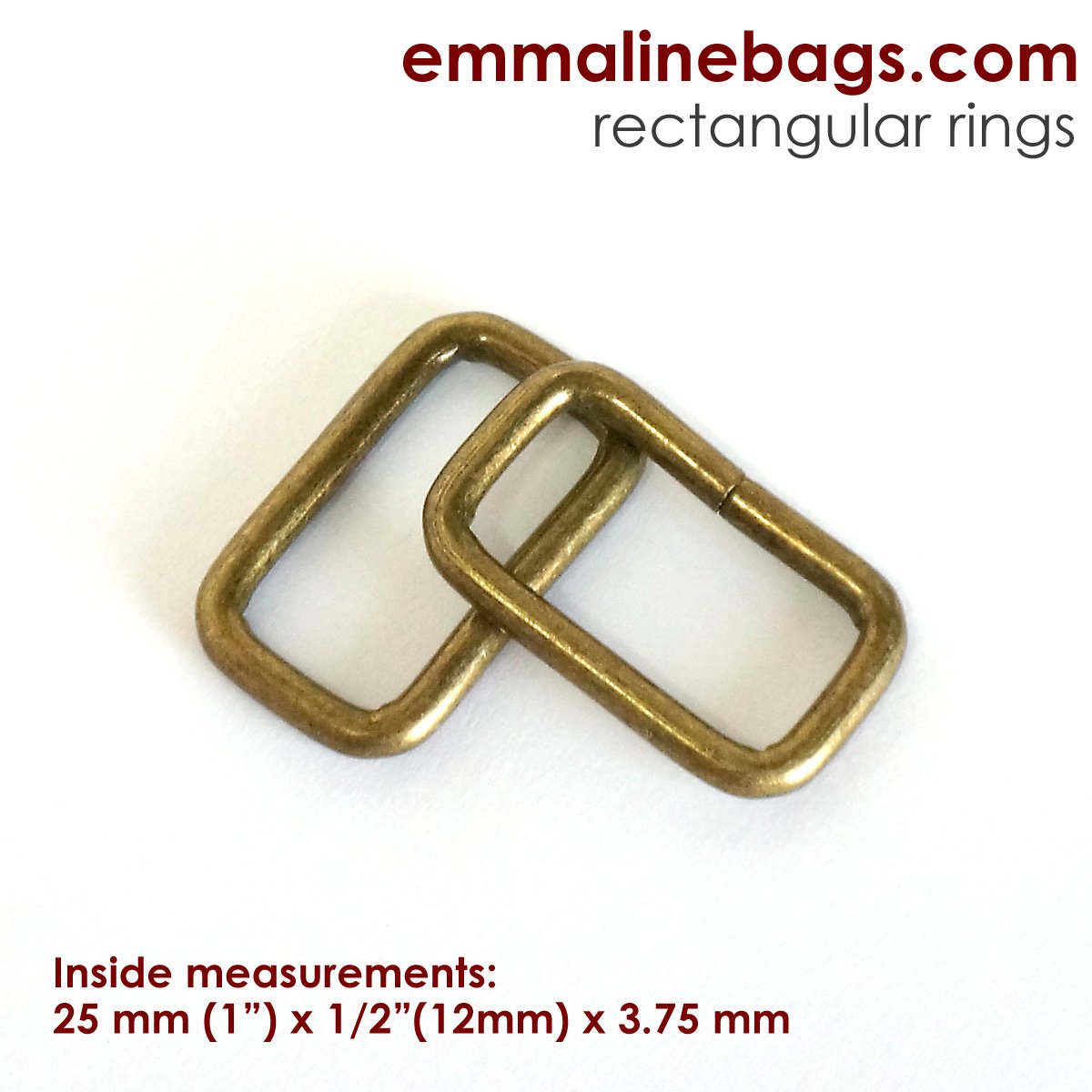 Rectangular Rings: (4 Pack) 1" (25 mm) x 5/8" (15 mm) x 3.75 mm Antique brass