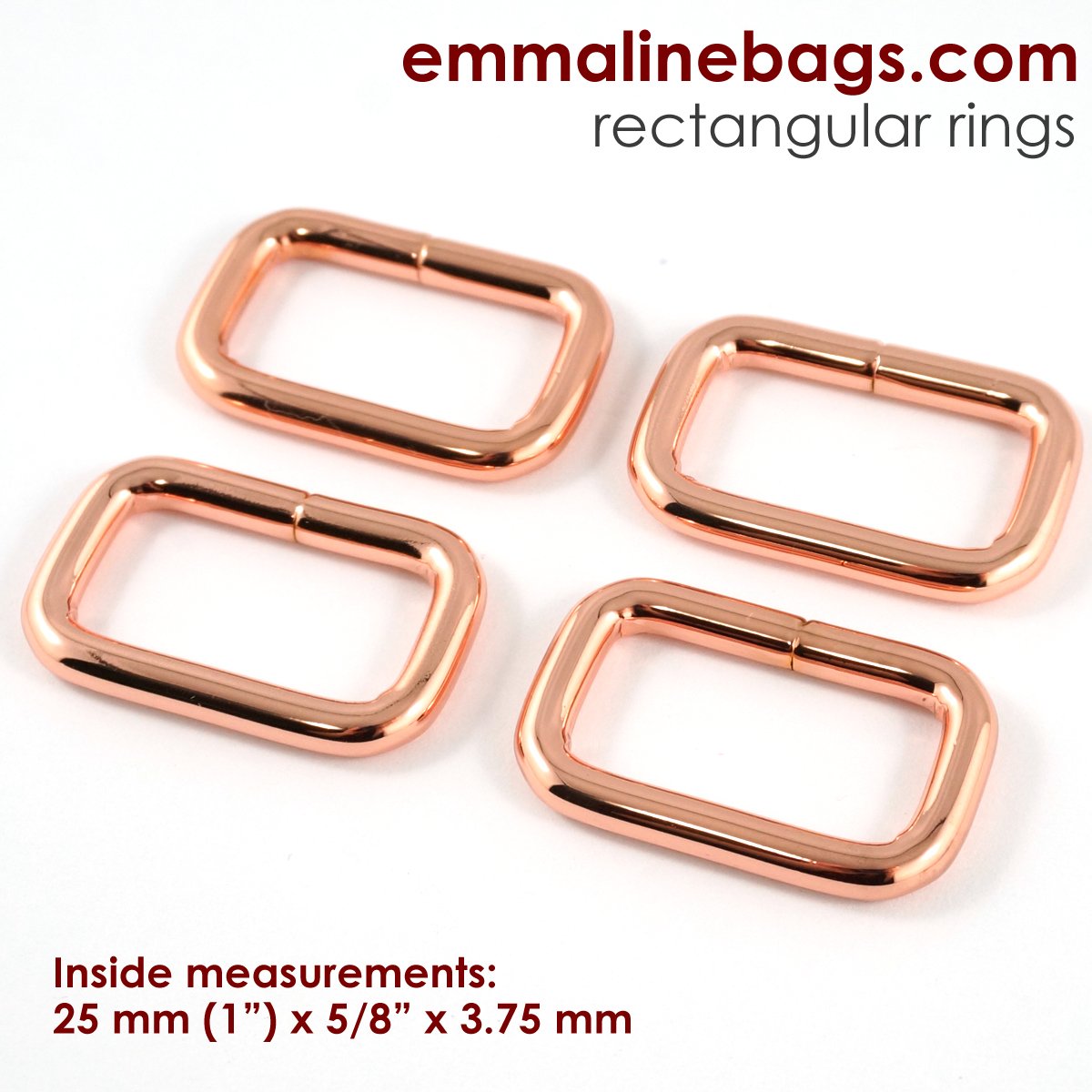 Rectangular Rings: (4 Pack) 1" (25 mm) x 5/8" (15 mm) x 3.75 mm copper
