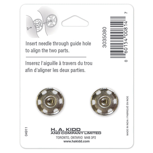 UNIQUE SEWING Snap Fasteners Nickel - size 18mm (3⁄4″) - 2 sets