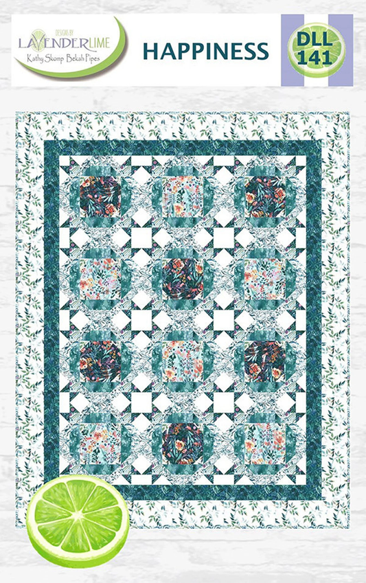 Happiness Quilt Pattern - Moda - Designs By Lavender Lime 64 1/2" x 80 1/2"