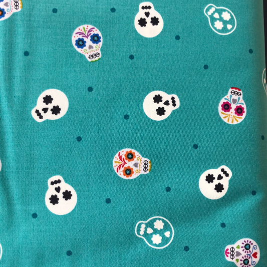 Small things by Irene and Lewis - Teal with Glow in the Dark Skulls $23.96/m