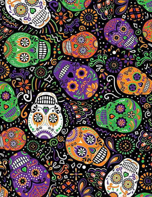 Day of the dead Mardi Gras skulls C8664 $21.96/m