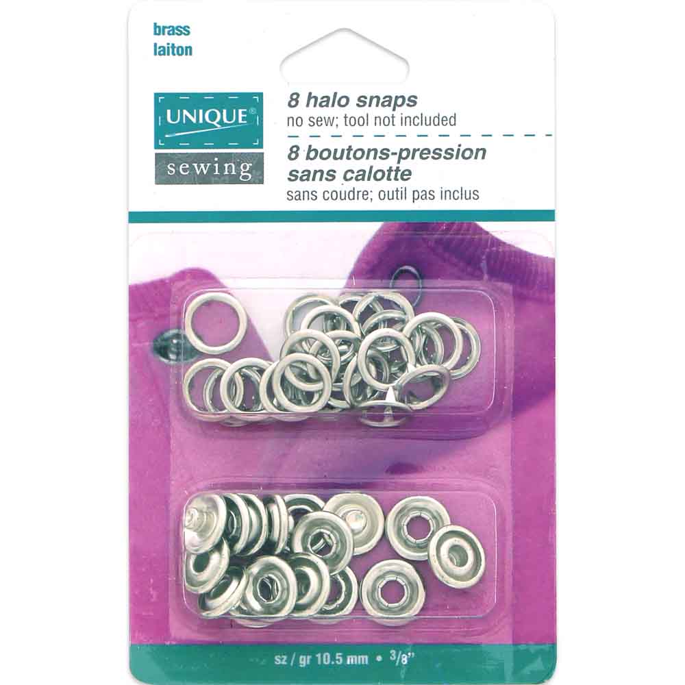 UNIQUE SEWING Halo Snaps Silver - 11mm (3⁄8″) - 8 sets