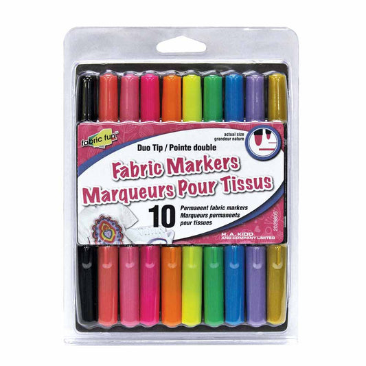 FABRIC FUN Fabric Marker 2-Tips Tips bright colours - 10 pcs