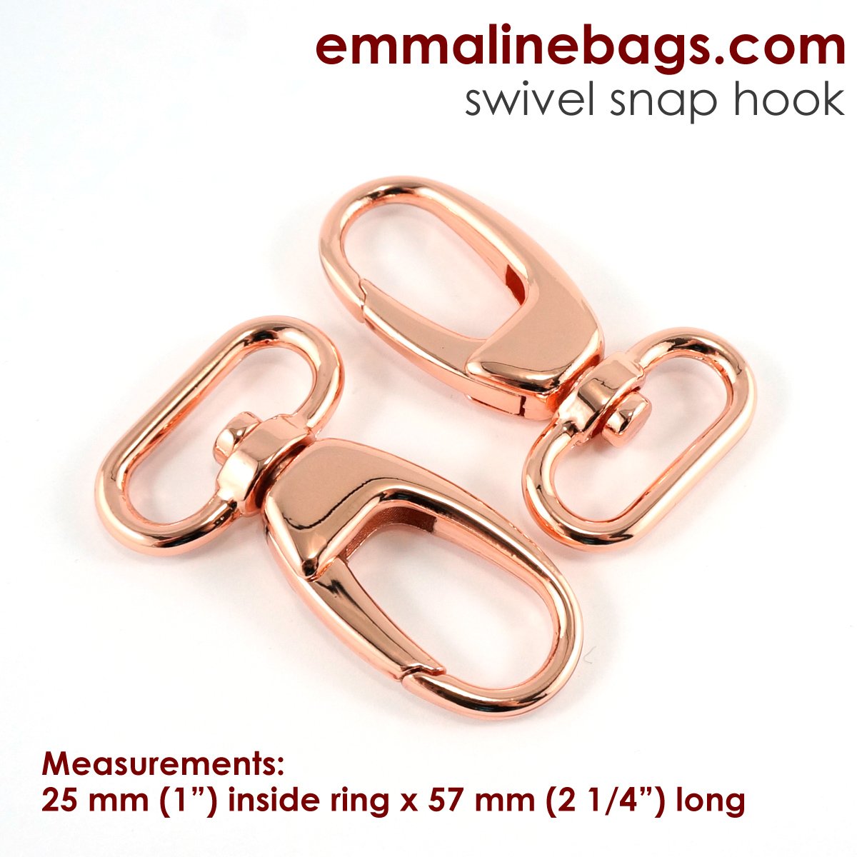 Swivel Snap Hook: Designer Profile (2 Pack)1" (25 mm) wide x (2 1/4") 57 mm long (fits 1" strap) copper