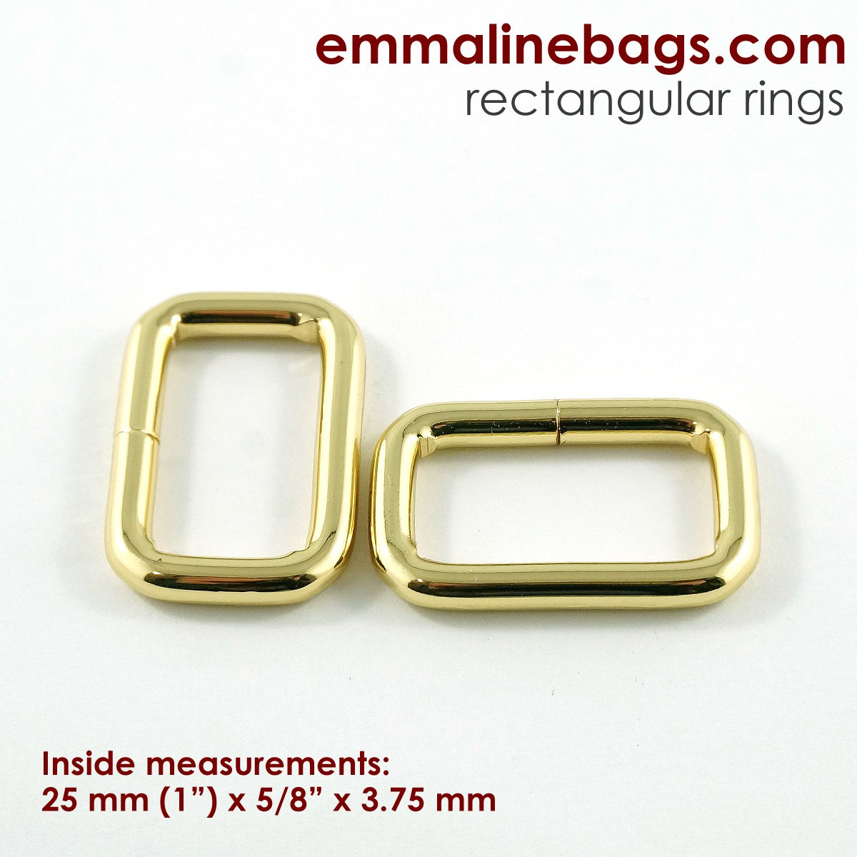 Rectangular Rings: (4 Pack) 1" (25 mm) x 5/8" (15 mm) x 3.75 mm gold