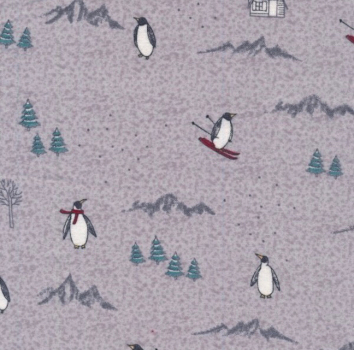 Flannel 2584- grey with penguins